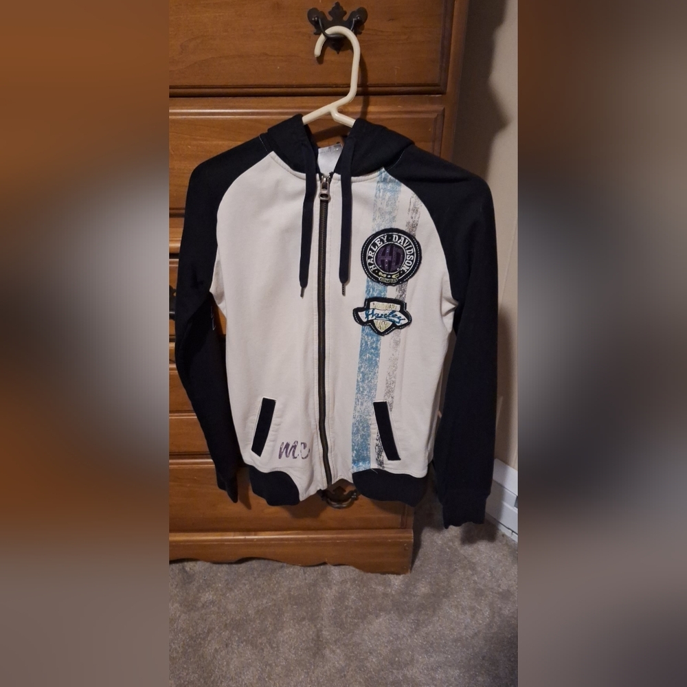 Harley-Davidson Womans Black and Cream Hoodie